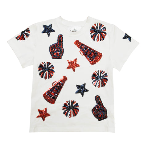 Navy And Red Kid Cheer Sequin Shirt