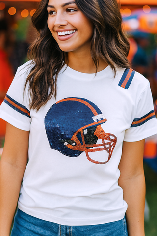 Navy and Orange Helmet Adult Shirt