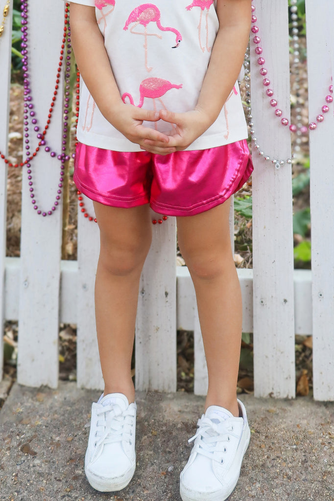 Hot Pink Metallic Shorts