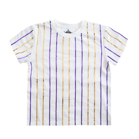 Purple And Gold Striped Kid Shirt