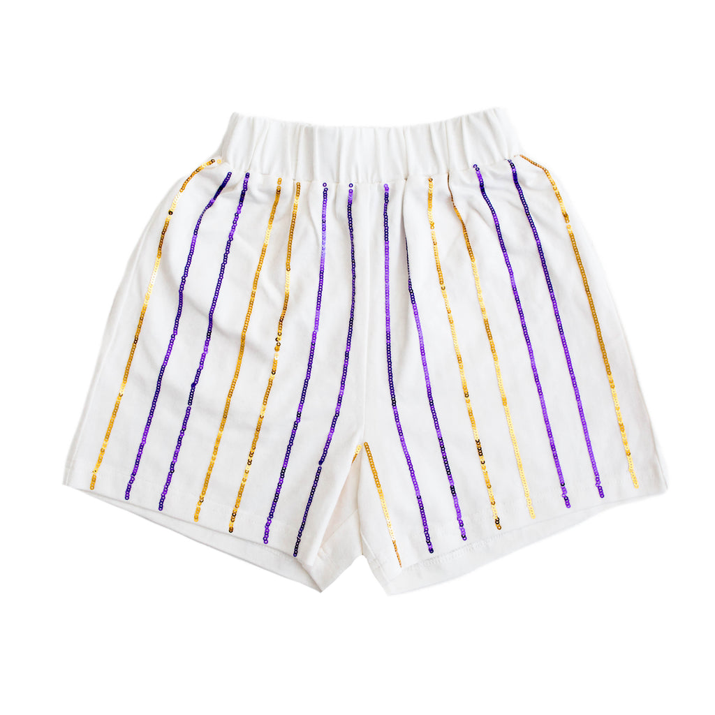 Purple striped shorts online