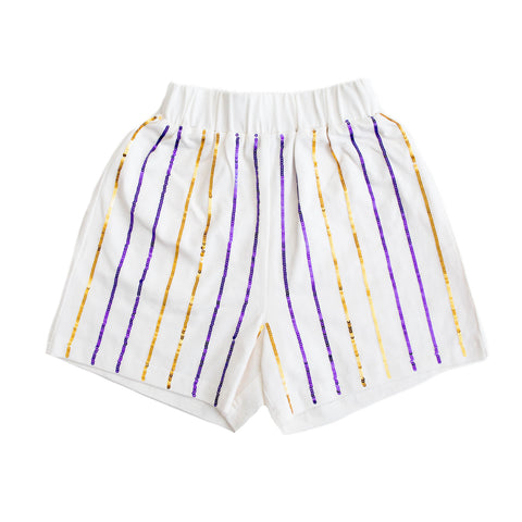 Purple And Gold Striped Kid Shorts