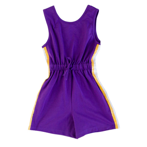 Purple And Yellow Striped Kid Romper