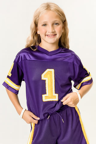 Purple and Yellow Sequin Kid Jersey