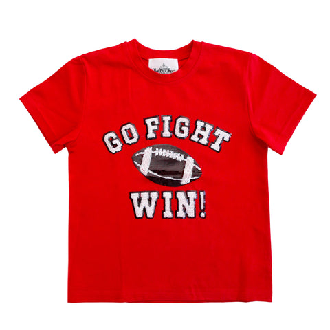 Go, Fight, Win Red And Black Sequin Adult Shirt