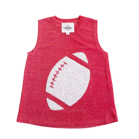 White Football Red Glitter Kid Tank