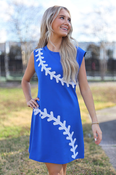 Royal Blue Baseball Adult Dress