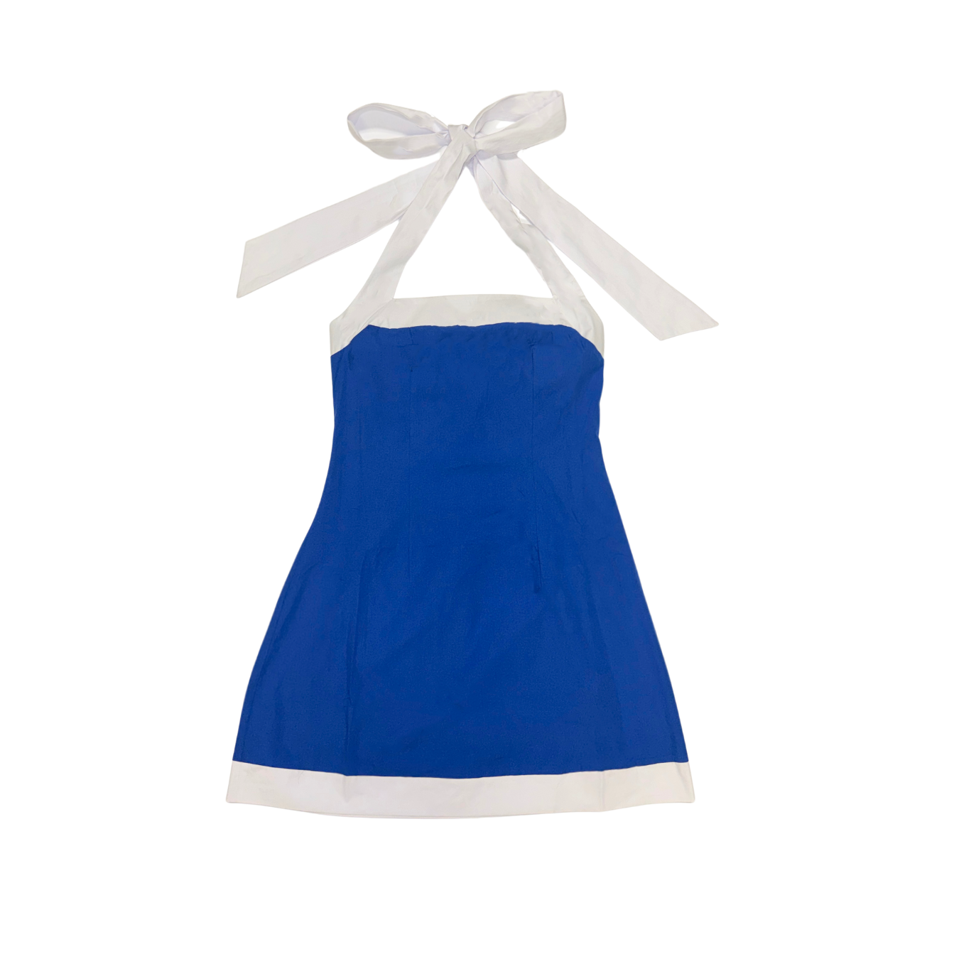Women's Halter Dress - Royal Blue and White