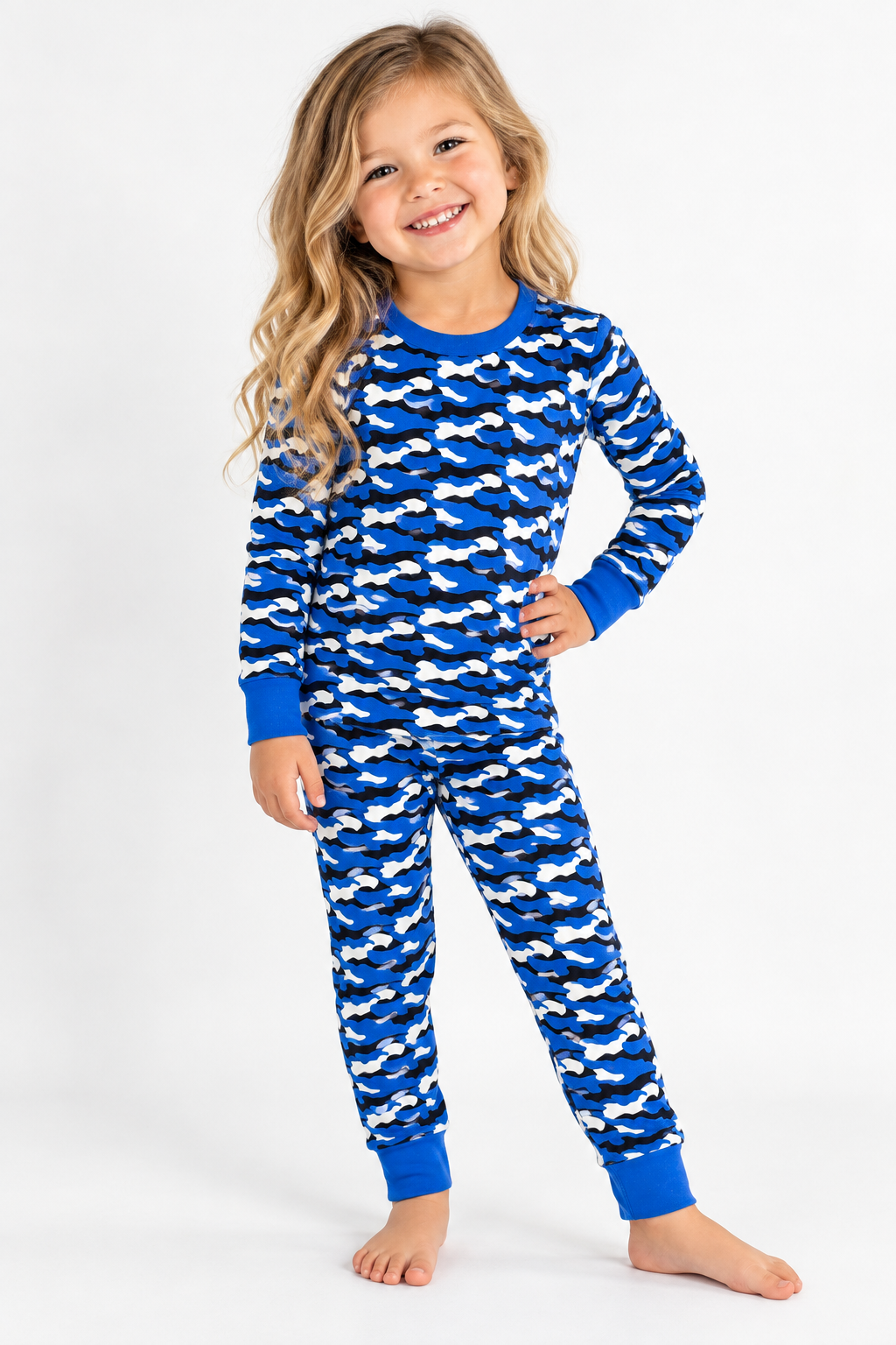 Kids' Camo Pajamas - Royal Blue