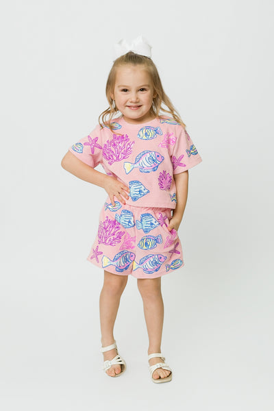 Under the Sea Terry Cloth Top - Light Pink