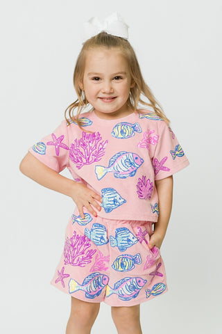 Under the Sea Terry Cloth Top - Light Pink