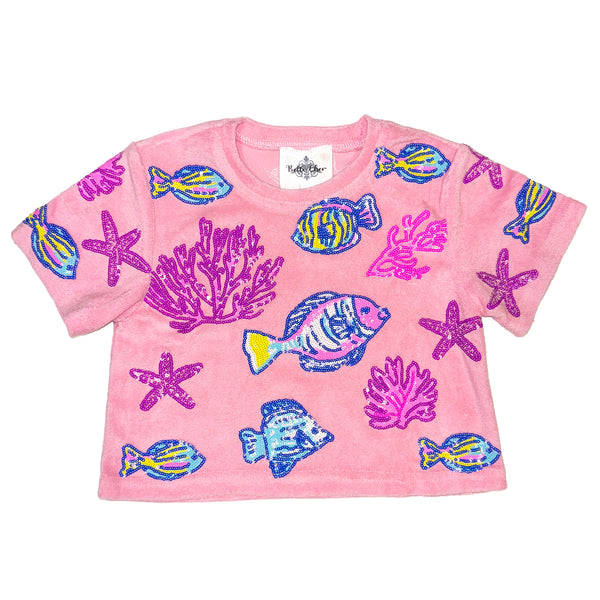 Under the Sea Terry Cloth Top - Light Pink
