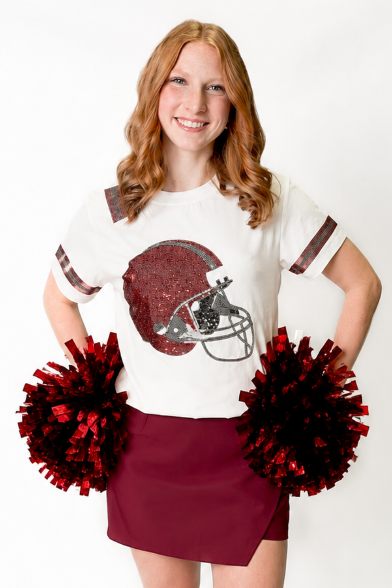 Women's Maroon & Silver Helmet Tee
