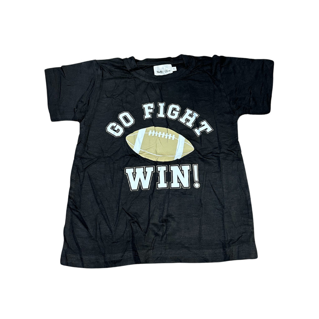 Boy Go, Fight, Win Black and Gold Shirt