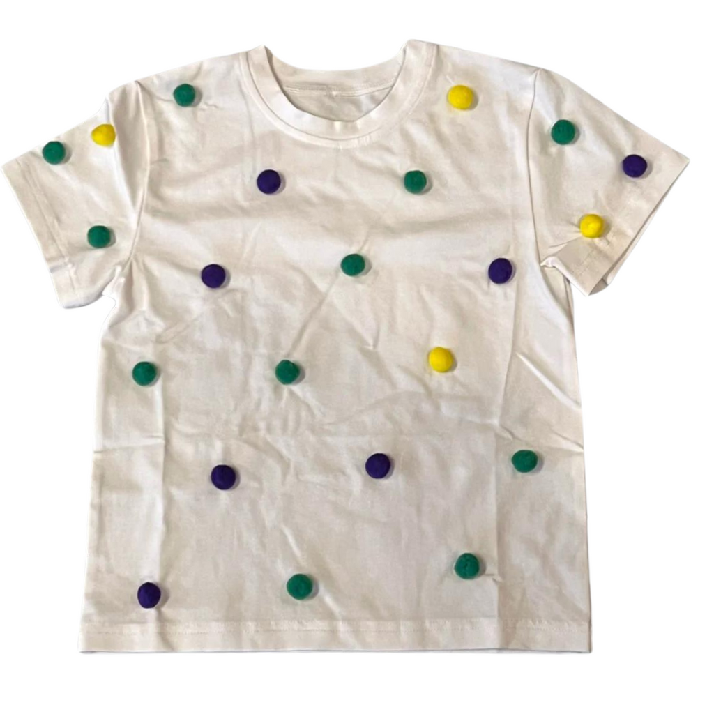 Mardi Gras Kid Pom Pom Shirt