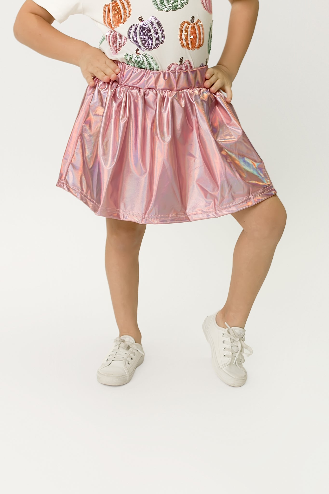 Kids' Metallic Skort - Light Pink