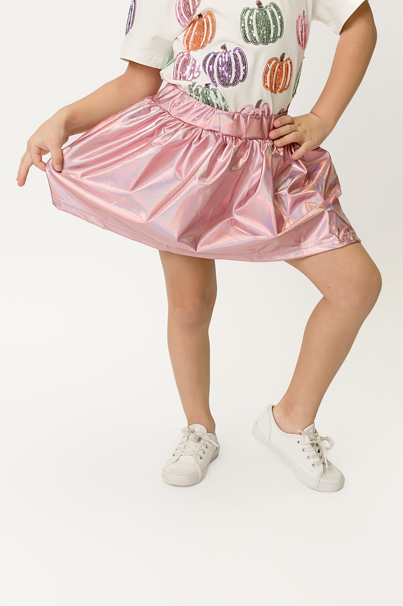 Kids' Metallic Skort - Light Pink