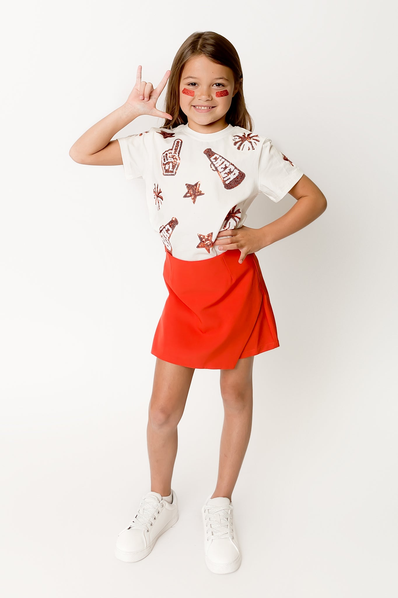 Kids' Burnt Orange Cheer Sequin Tee