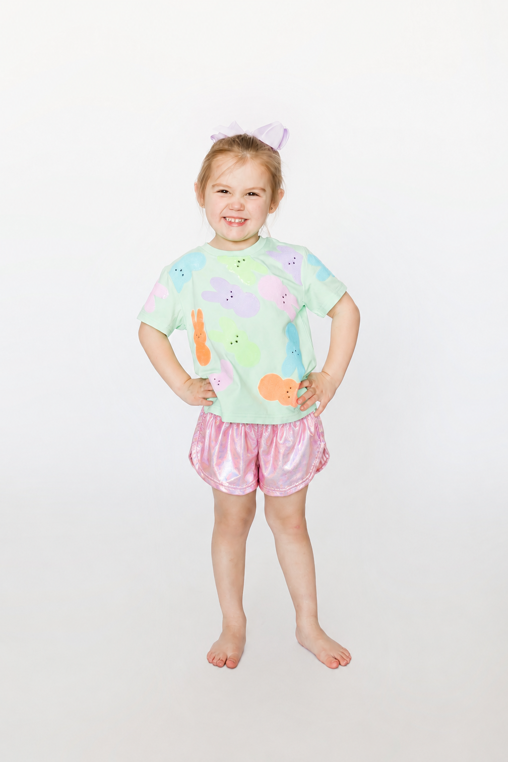 Kids' Metallic Shorts - Light Pink
