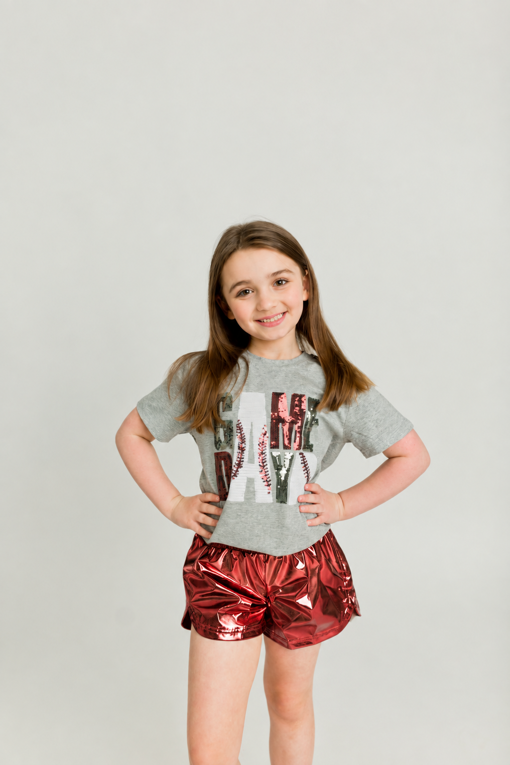 Kids' Metallic Shorts - Maroon