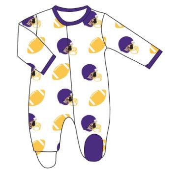 Football Fever Purple and Yellow Romper