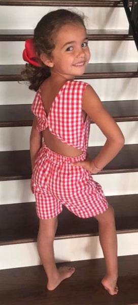 Red and White Check Romper