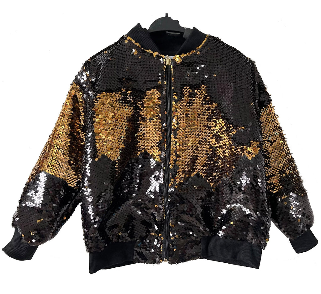 Black and Gold Reversible Sequin Kid/Teen Jacket