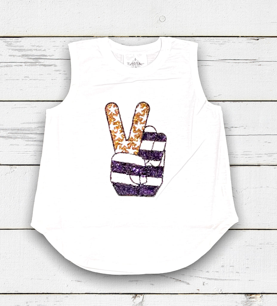 Peace in Purple and Gold Sequins Tank